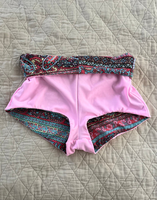 Pink Paisley Reversible Bikini Shorties
