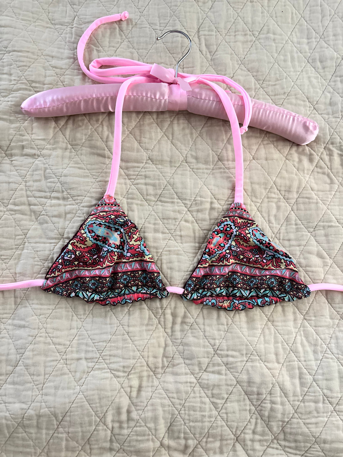 Burgundy Paisley Reversible Bikini Top
