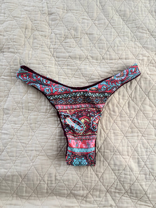 Burgundy Paisley Reversible Bikini Bottom
