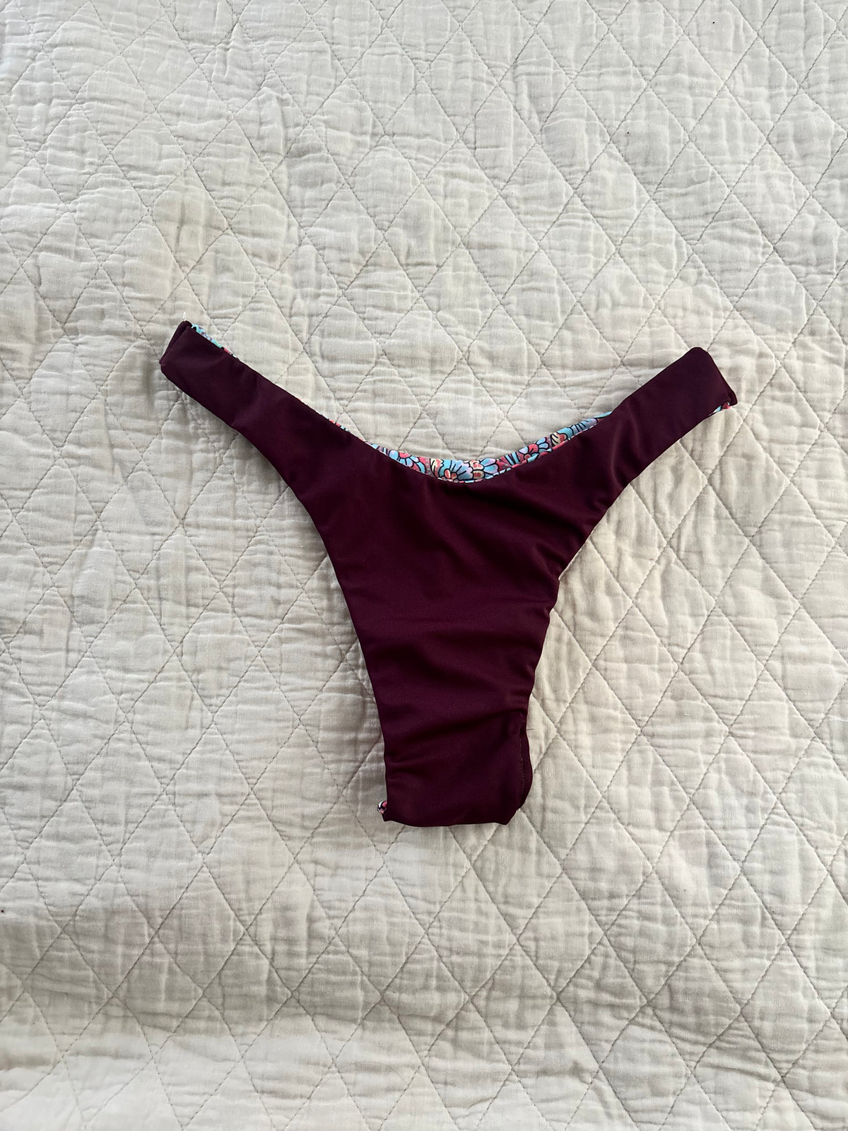 Burgundy Paisley Reversible Bikini Bottom