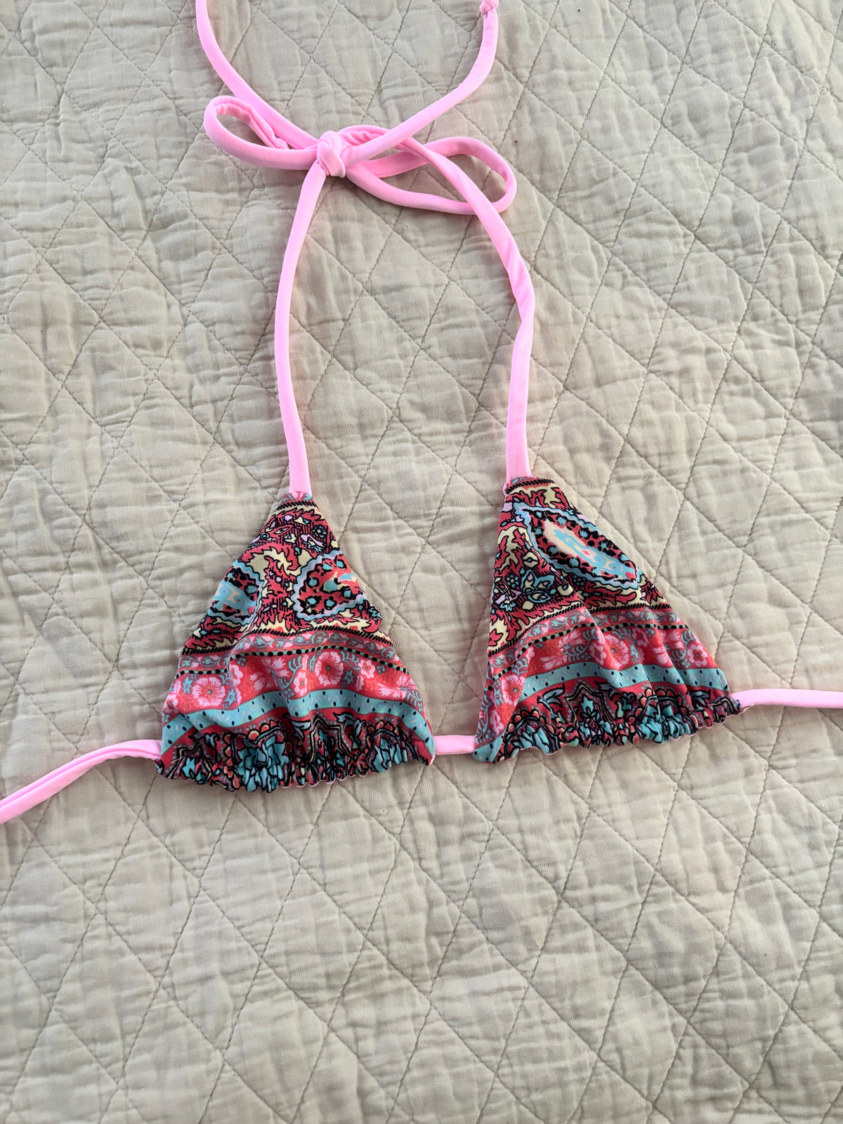 Pink Paisley Reversible Bikini Top