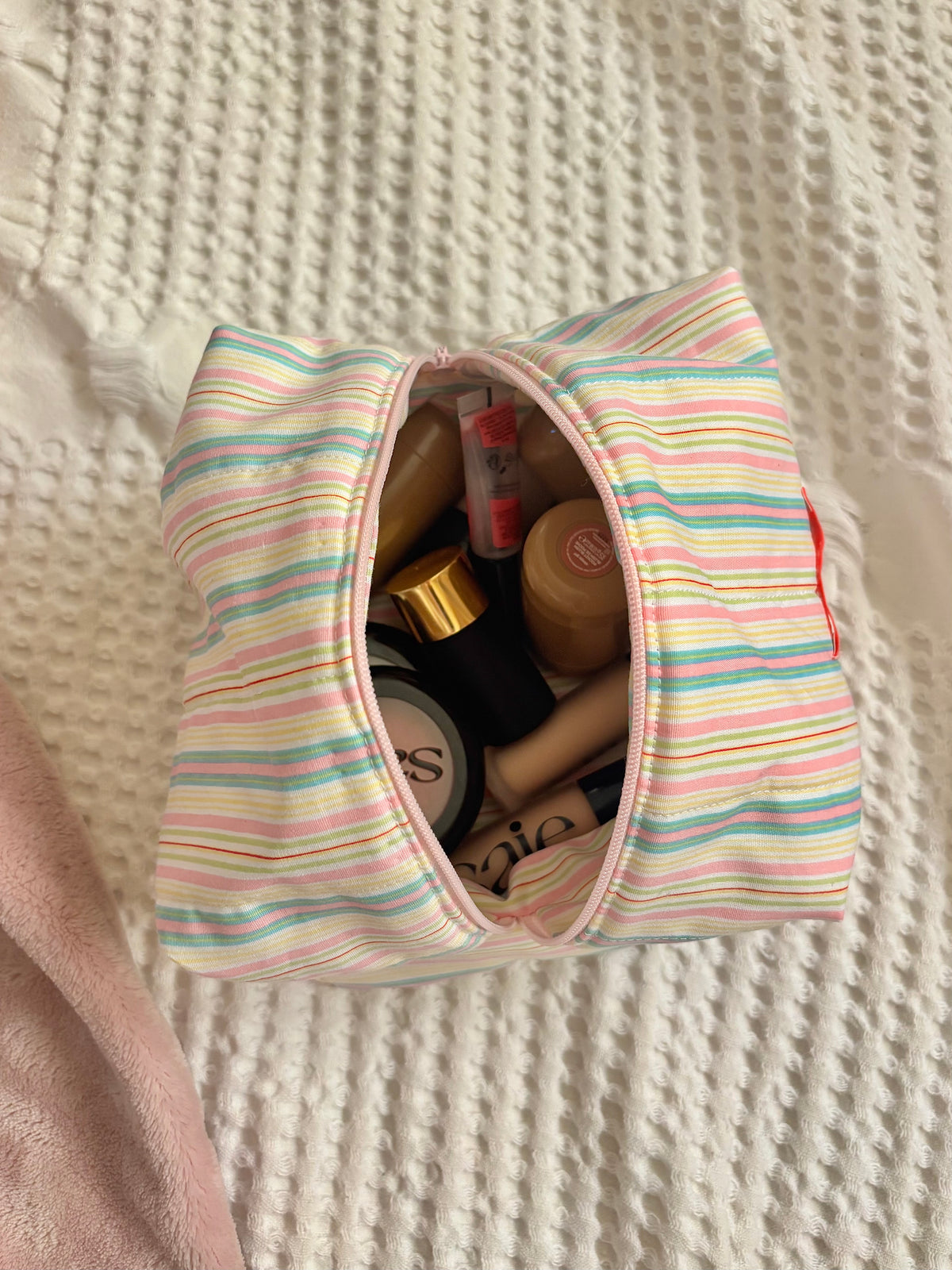 Pastel Stripe makeup bag