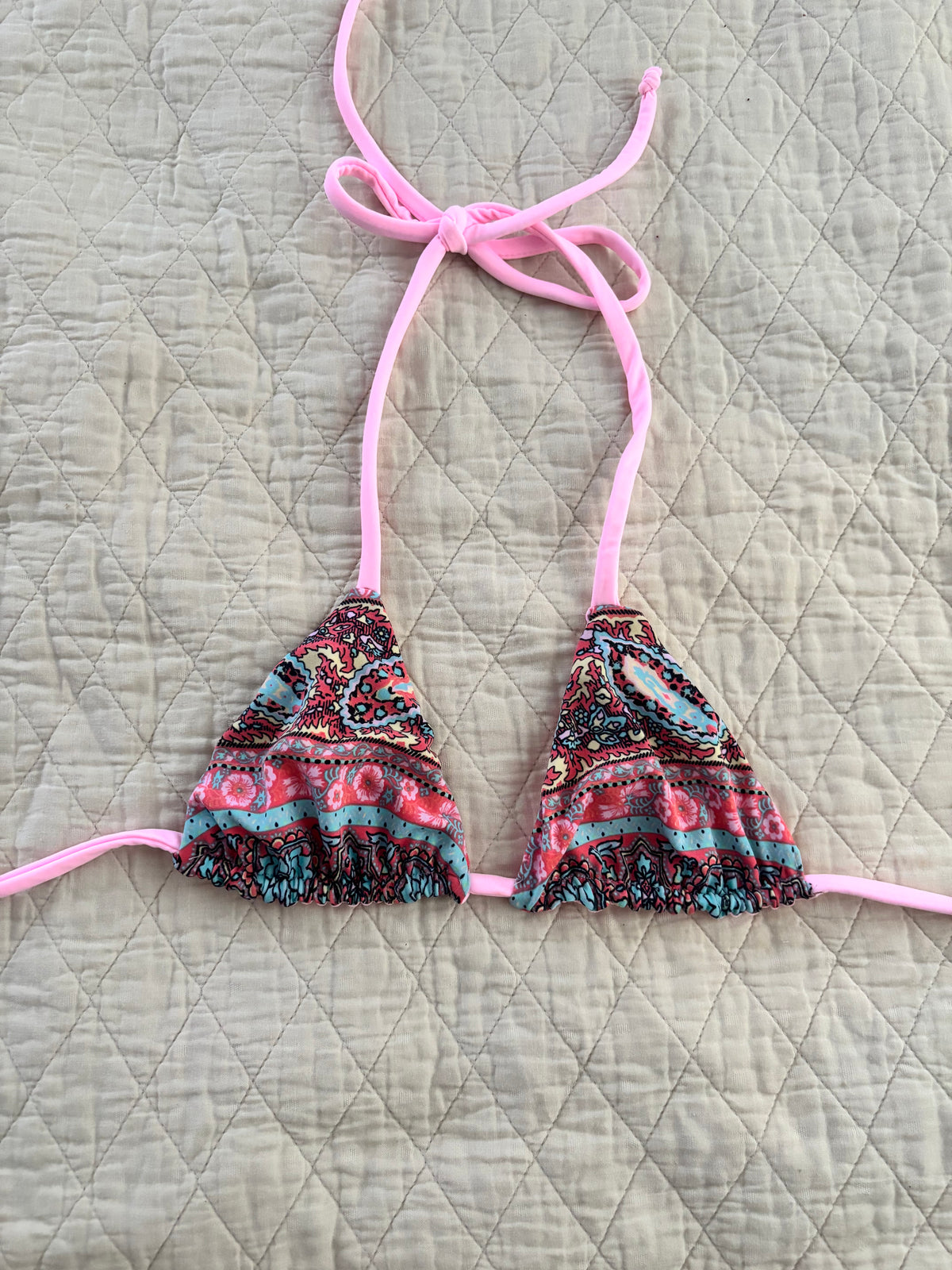 Pink Paisley Reversible Bikini Top