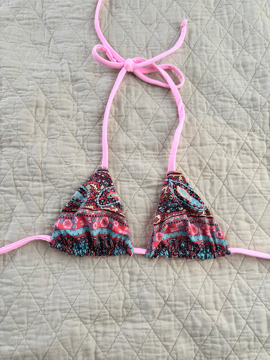 Pink Paisley Reversible Bikini Top