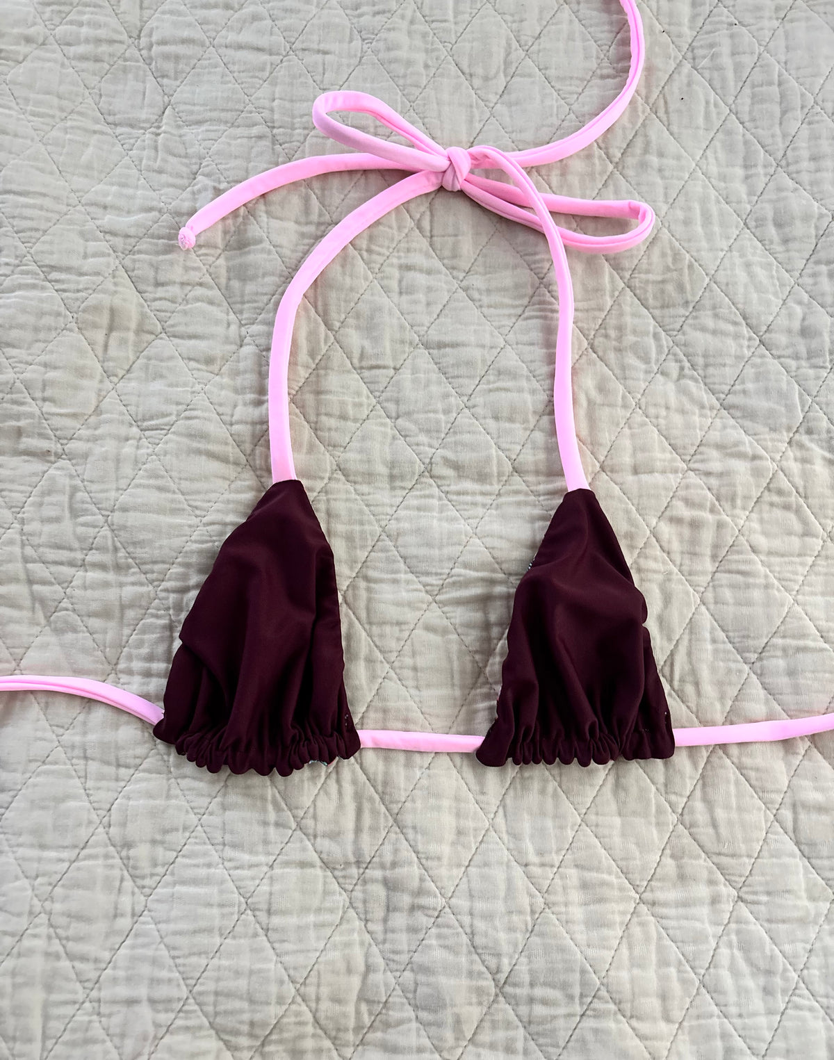 Burgundy Paisley Reversible Bikini Top