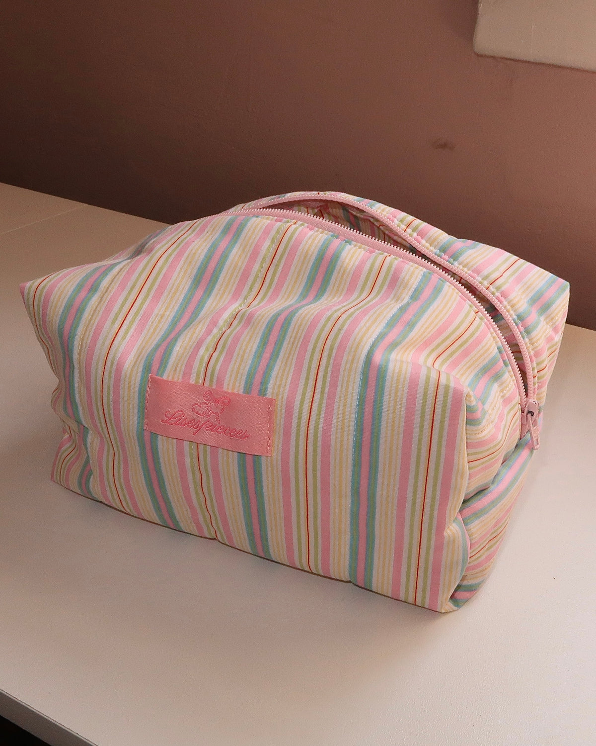 Pastel Stripe makeup bag