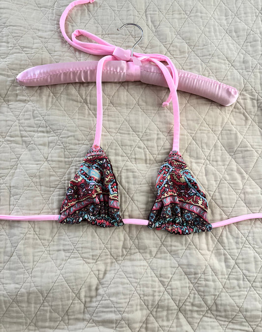 Burgundy Paisley Reversible Bikini Top
